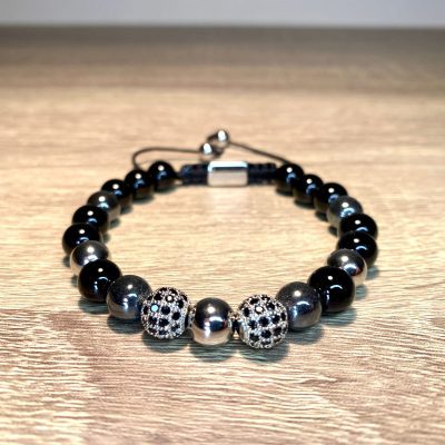 Melnā ahāta + hematīta luksus aproce sievietēm